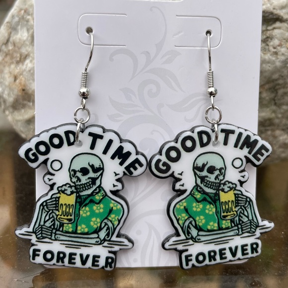 Skeleton Pastel Goth Charm Earrings - Picture 3 of 4